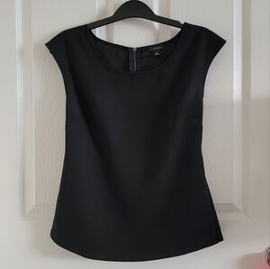 Ann Taylor Black Cap Sleeve Peplum Blouse With Back Zipper, Size 0